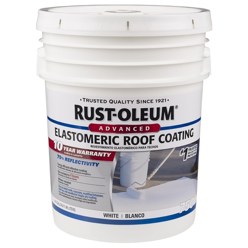 Rust-Oleum 301993 750 Series Elastomeric Roof Coating, White, 5 gal Pail, Liquid