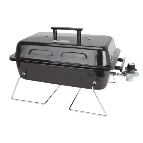 Omaha YL1081 Portable Gas Grill, 1 -Grate, 168 sq-in Primary Cooking Surface, Black, Steel Body