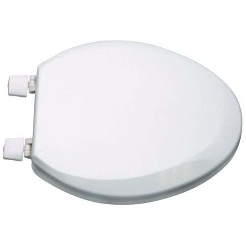 Toilet Seat, Elongated, MDF Molded Fiberboard, White, Plastic Hinge