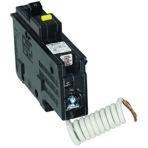 Homeline Circuit Breaker, GFCI, Mini, 20 A, 1 -Pole, 120/240 VAC, Plug Mounting