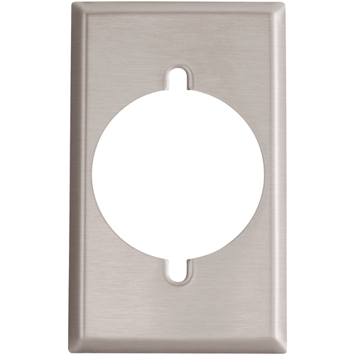 Power Outlet Wallplate, 5-1/4 in L, 3-3/4 in W, 1 -Gang, Stainless Steel, Brushed Satin