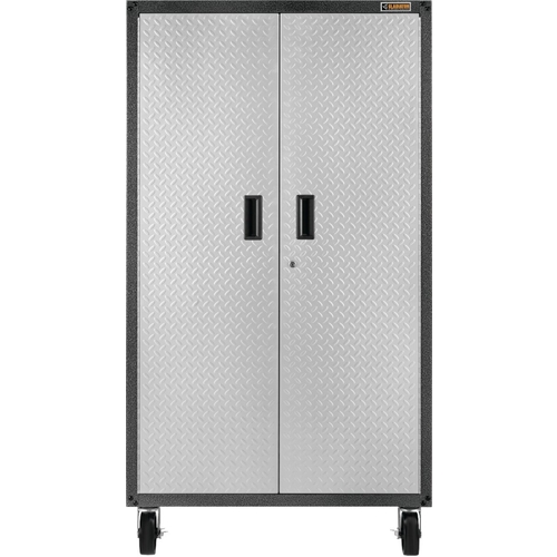 Mobile Storage Cabinet, 225 lb, 5-Shelf, Steel, Silver Tread