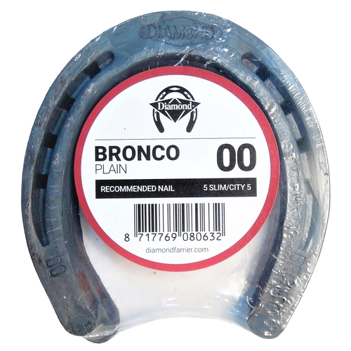 DIAMOND FARRIER CO 00PLAINPR Bronco Plain Horseshoe, 5/16 in Thick, 00, Steel - pack of 15