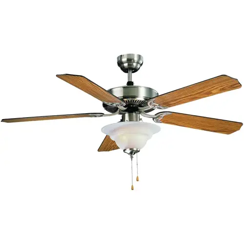 Ceiling Fan, 5-Blade, Black/Oak Blade, 52 in Sweep, MDF Blade, 3-Speed