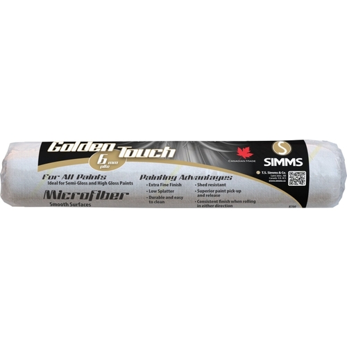 Golden Touch R-700 Superior Performance Roller Refill, 1/4 in Thick Nap, 9-1/2 in L, Microfiber Cover