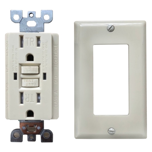 GENMAX TR15VST GFCI Receptacle, 15 A, Ivory