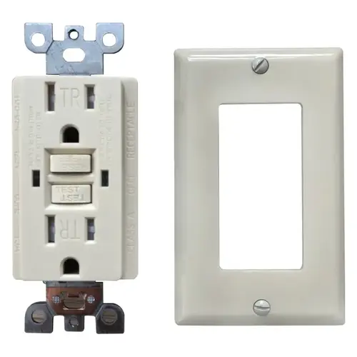 GFCI Receptacle, 15 A, Ivory