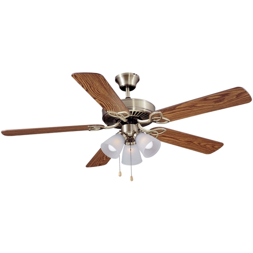 Ceiling Fan, 3-Speed, 5-Blade, Oak or Walnut, 52 in Sweep