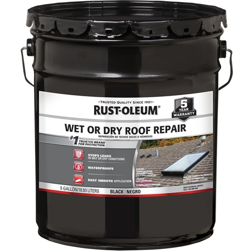 Rust-Oleum 301990 Cement Roof Repair, Black, Liquid, 4.75 gal