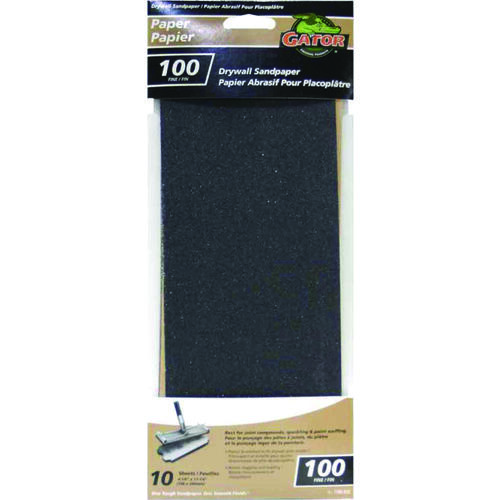 GATOR 7106-012 Sheet, 11-1/4 in L, 4-1/4 in W, 100 Grit, Fine, Silicone Carbide Abrasive - pack of 10