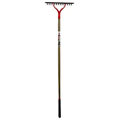 Bow Rake, 15-1/2 in W Head, 14 -Tine, Steel Head, 54 in L Handle