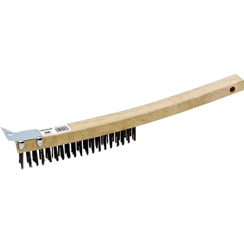 Wire Brush with Scraper, 1-1/2 L Trim, Metallic Bristle, 5/8 in W Brush, 14-1/4 in OAL
