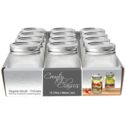 Gossi CCCJ-116-12PK Canning Jar, 1 pt Capacity, Glass - pack of 12