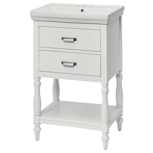 Cherie Series Vanity Combo, 22-1/8 in W Cabinet, 16-3/4 in D Cabinet, 32-5/8 in H Cabinet, White