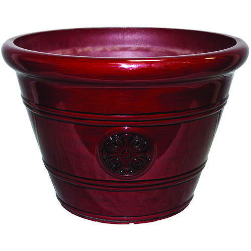 Southern Patio HDP-019299 Modesto Planter, 12 in W, 12 in D, Vinyl, Oxblood