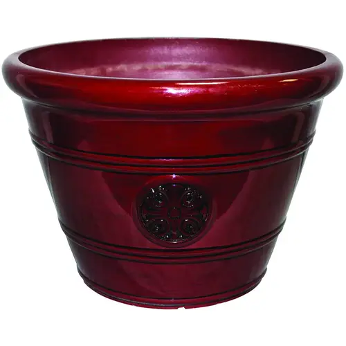 Modesto Planter, 12 in W, 12 in D, Vinyl, Oxblood