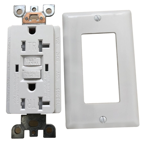 GENMAX TR20WST GFCI Receptacle/Outlet, 20 A, White