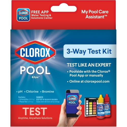 CLOROX 73000CLX 72000CLX Test Kit, 3-Way, Bromine, Chlorine, pH Testing
