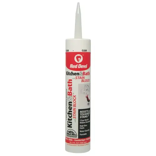 Stain Block Sealant, Clear, -20 to 180 deg F, 10.1 oz Cartridge
