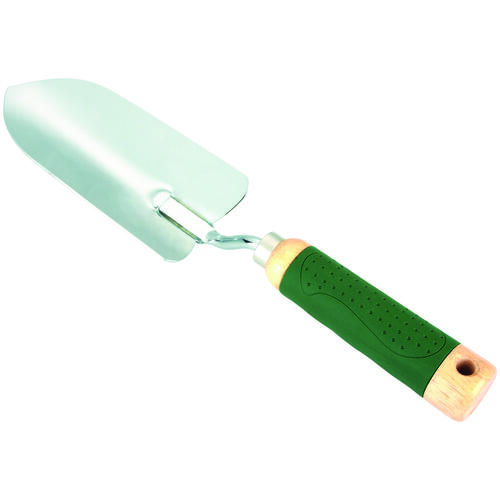 Garden/Transplanting Trowel, 6-1/2 in L Blade, 2-7/8 in W Blade, Steel Blade, Wood Handle