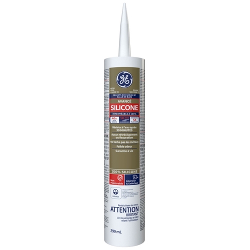 Silicone II SE2182 Kitchen and Bath Sealant, White, 65 deg F, 299 mL Cartrid