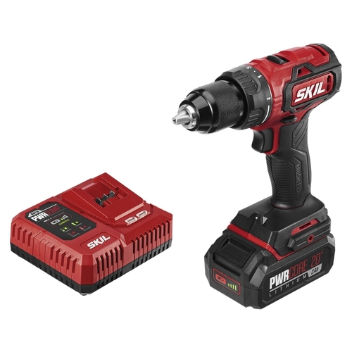 Drill Driver Kit, Battery Included, 20 V, 2 Ah, 1/2 in Chuck, Keyless Chuck