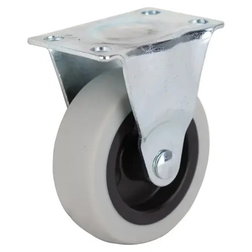 Rigid Caster, 3 in Dia Wheel, 24 mm W Wheel, Thermoplastic Rubber Wheel, Gray, 130 lb