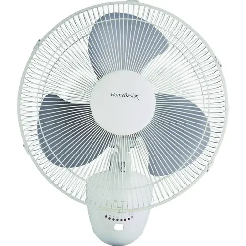 PowerZone FW40-S1 FTW-40 Wall-Mount Fan, 120 V, 16 in Dia Blade, 3-Blade, Plastic Blade, 3-Speed, White