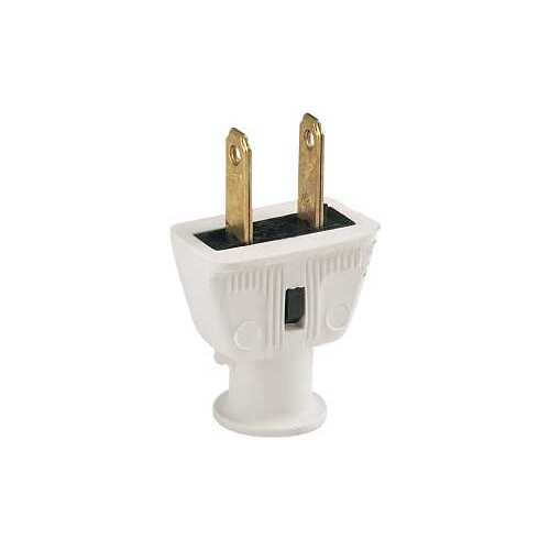 Electrical Plug, 2 -Pole, 15 A, 125 VAC, NEMA: NEMA 1-15, White
