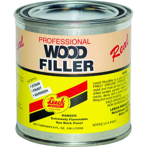 Leech Adhesives LWF-68 Wood Filler, Liquid, Solvent, Natural, 8 fl-oz Can