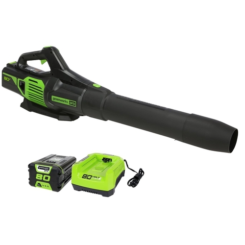 Leaf Blower, Battery Included, 4 Ah, 80 V, 3-Speed, 730 cfm Air, 70 min Run Time