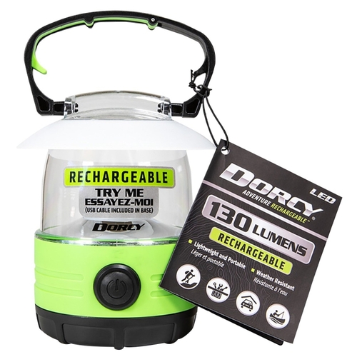 Dorcy 41-1360 Adventure Series Table Lantern, Lithium-Ion, Rechargeable Battery, LED Lamp, Aluminum, Green