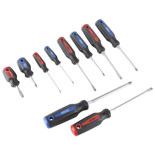 Screwdriver Set, 10-Piece, Blue & Red (Handle)