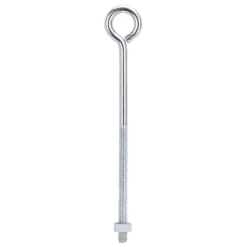 Eye Bolt, 6.2 mm Thread, Machine Thread, 3 in L Thread, 1 in Dia Eye, 145 lb Working Load, Steel, Zinc