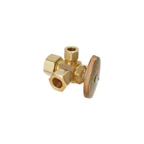 BrassCraft CR3901RX R1 Stop Valve, 1/2 x 1/2 x 3/8 in Connection, Compression, 125 psi Pressure, Brass Body