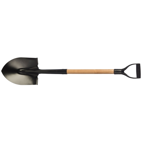 Shovel, 8 in W Blade, Steel Blade, Hardwood Handle, D-Grip Handle, 25-5/8 in L Handle