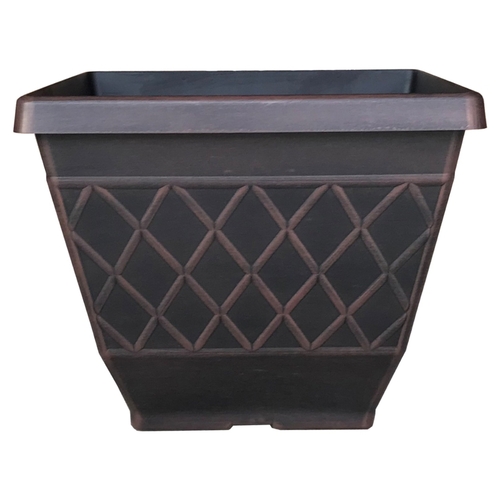 Southern Patio HDR-046851 – Set Di 4 Urne Quadrate In Resina Rustica Per Piante, Fiori Ed Erbe, Finitura Zincata Finta, 56 Litri