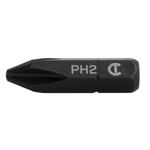 Crescent CAB1PH2-2 Insert Bit, #2 Drive, Phillips Drive, 1/4 in Shank, Hex Shank, 1 in L, Steel - pack of 2