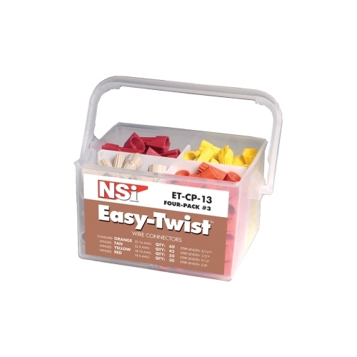 NSI ET-CP-13 Easy-Twist Wire Connector, Thermoplastic Housing Material, Orange/Red/Tan/Yellow