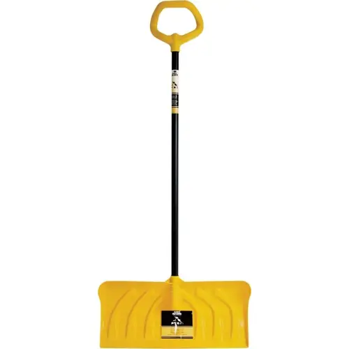 True Temper 1635000 Snow Pusher, 24 in W Blade, Poly Blade, Steel Handle Black/Gray/Yellow