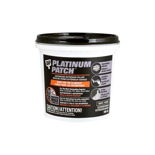 DAP 74888 PLATINUM PATCH Advanced Exterior Filler, White, 946 mL Tub