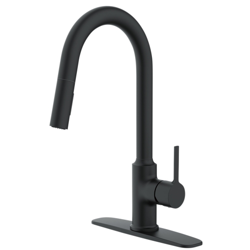 Kitchen Faucet, 1.8 gpm, 1-Faucet Handle, 1, 3-Faucet Hole, Brass/Zinc/Plastic, Matte