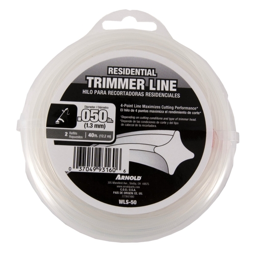 Arnold WLS-50 Trimmer Line, 0.05 in Dia, 40 ft L, Nylon