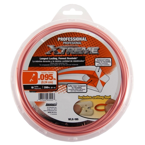 Professional Trimmer Line, 0.095 in Dia, 200 ft L, Monofilament