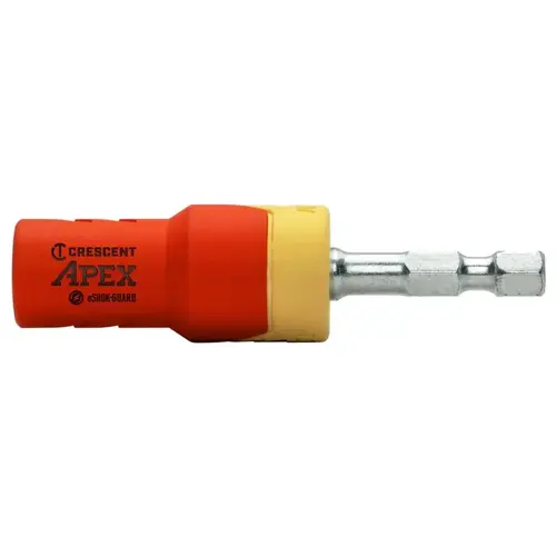 Crescent CAEBH2C eSHOK-GUARD Magnetic Isolated Bit Holder, 1/4 in Drive, 1/4 in Shank, Hex Shank, Steel Polished Chrome