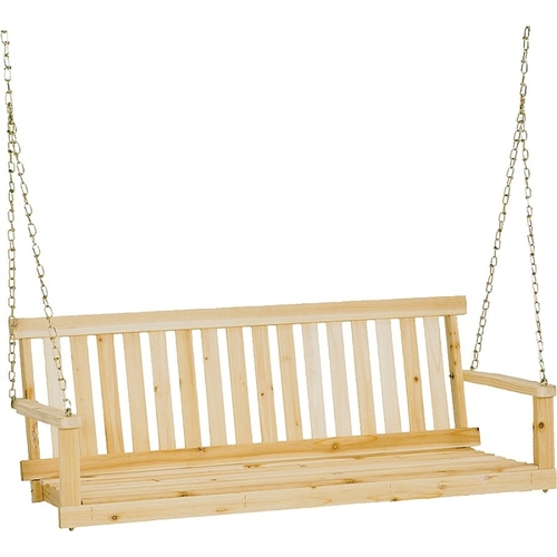 Porch Swing Seat, 48-3/4 in OAW, 17-3/4 in OAD, 21-1/2 in OAH, Fir Wood Frame, Silver Gray Frame