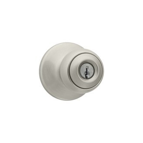 Entry Door Lock, 3 Grade, Satin Nickel, Knob Handle, 2-3/8 to 2-3/4 in Backset, Universal Hand