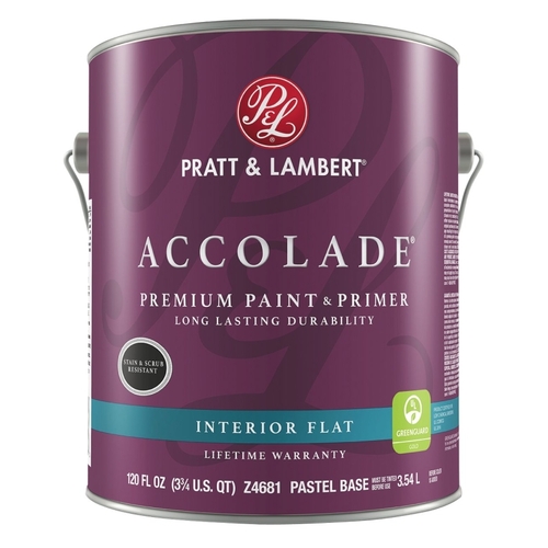 Pratt & Lambert 0000Z4681-16 Accolade Z4600 Paint and Primer, Flat, Pastel Base, 120 oz