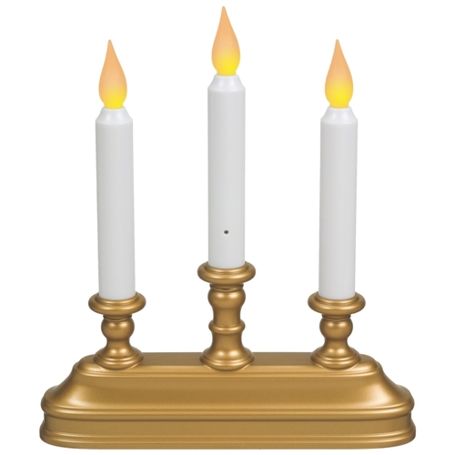 XODUS INNOVATIONS LLC FPC1330B Candle, 10-1/4 in H Candle, Antique Brass/White Candle, D Alkaline Battery, LED Bulb