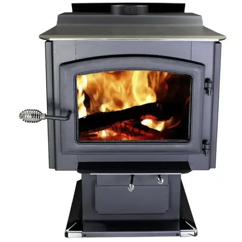 ASHLEY AW3200E-P* Freestanding Large Pedestal Wood Stove, 24 in W, 39 in D, 32-1/2 in H, 152,000 Btu Heating, Black